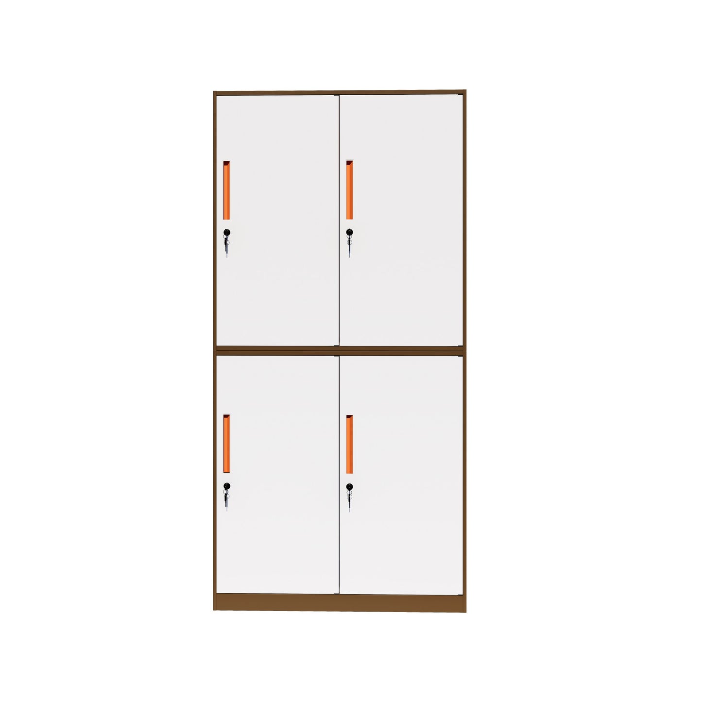 咖啡色+白色四门更衣柜