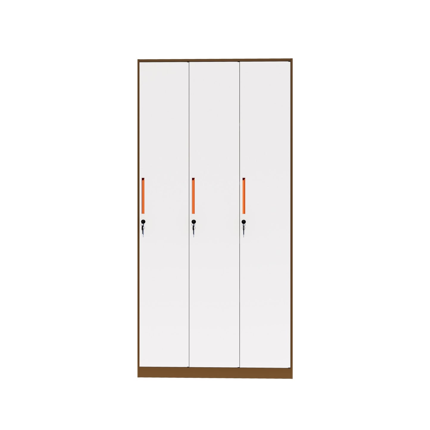 咖啡色+白色三门更衣柜