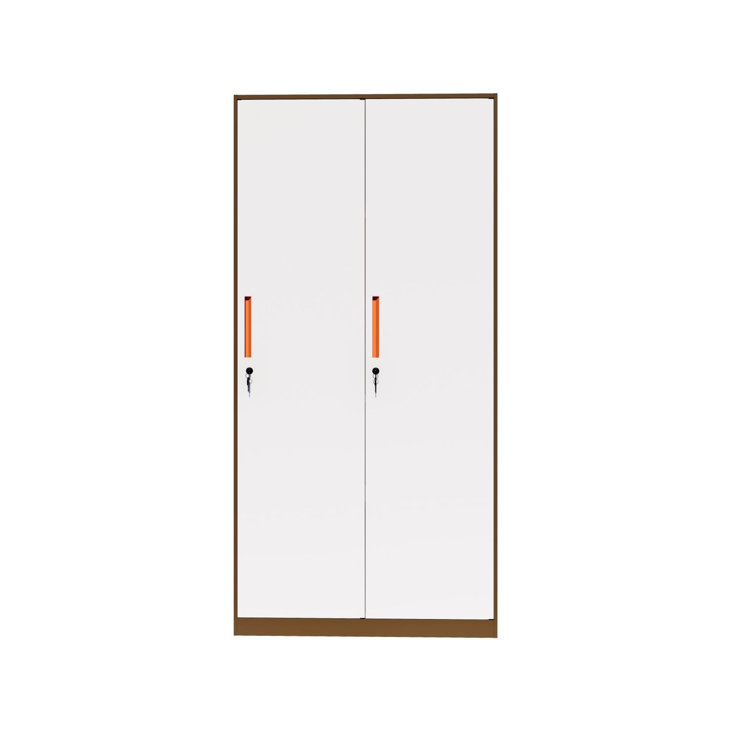咖啡色+白色两门更衣柜